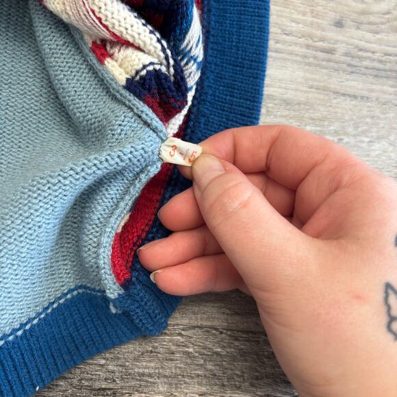 NWT Vintage 70s Kmart Womens Aztec L Abstract Bell Sleeve Cardigan Sweater - Picture 9 of 11